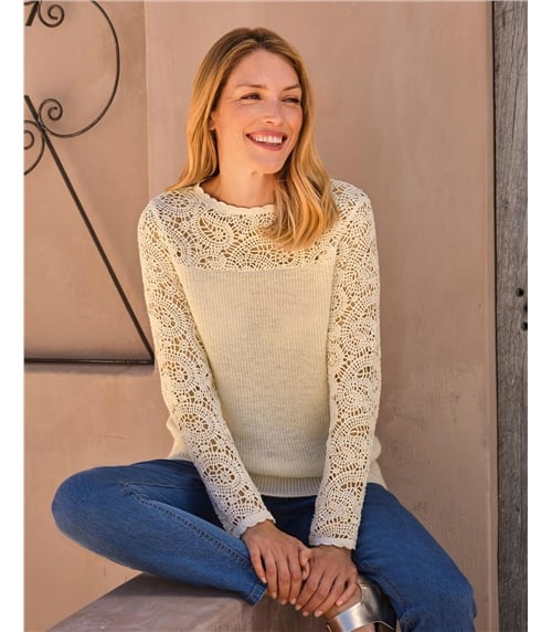Boat Neck Crochet Jumper