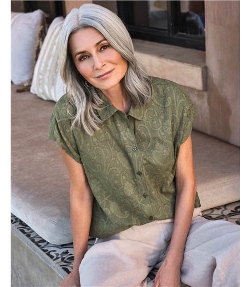 Jacquard-Hemd mit Blumenmuster