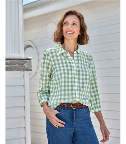 Gingham Petal Collar Blouse