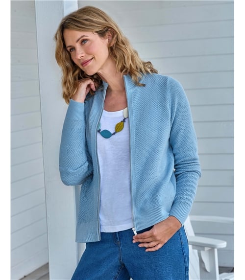 Reißverschlussjacke im Perlmusterstrick