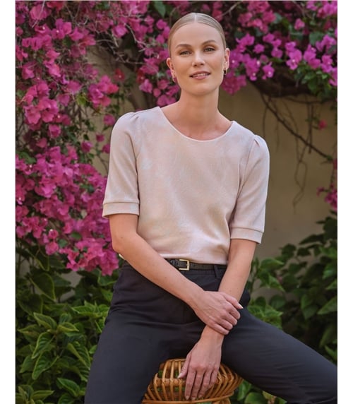 Half Sleeve Jersey Jacquard Top