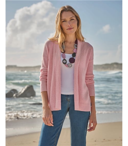 Offene Strickjacke mit Schalkragen