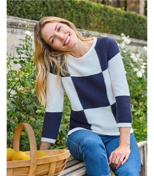 Boat Neck Patchwork Jumper