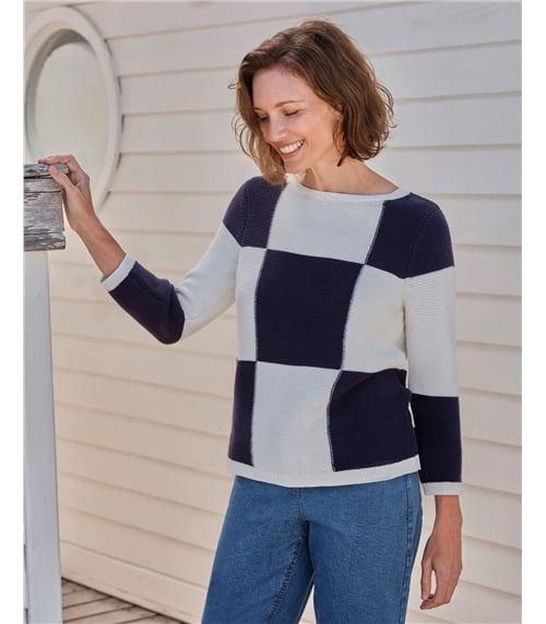 Boat Neck Patchwork Jumper