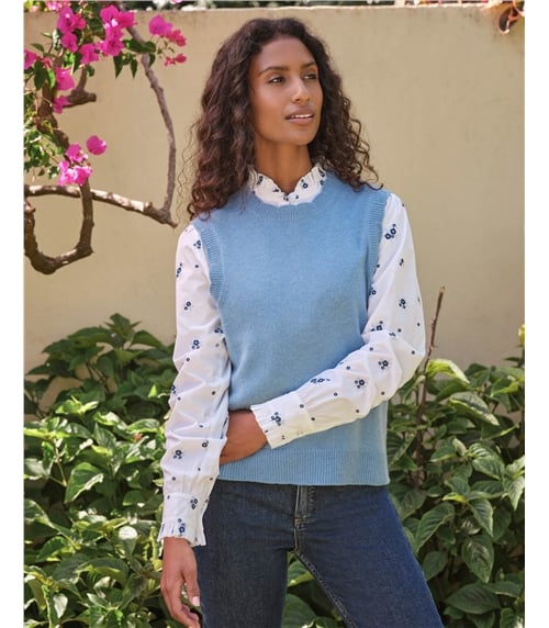 Wool Cashmere Scalloped Tank