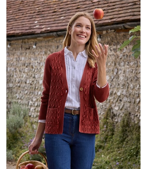 Cable Front Button Cardigan