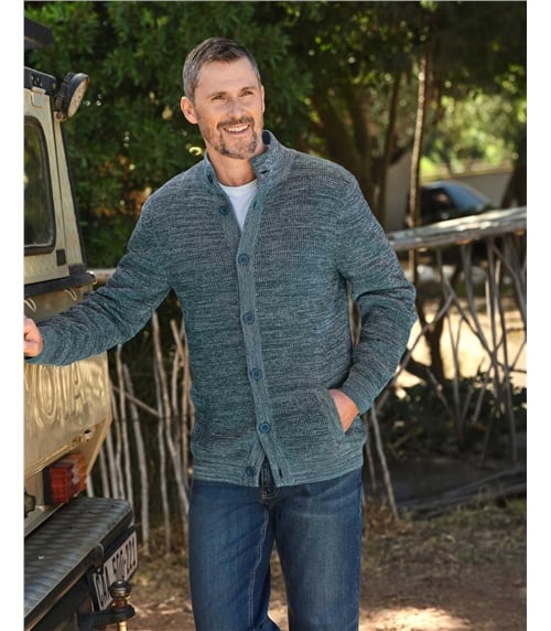 Cardigan à col torsadé et boutons - Homme - 100 % coton