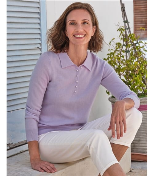 Cashmere and Merino Knitted Polo Shirt