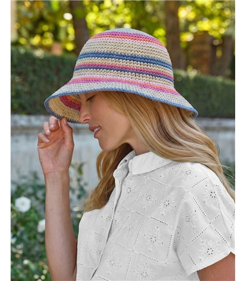 Chapeau de soleil de jardin à rayures - Femme