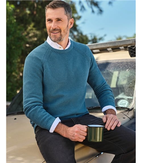 Moss Stitch Essential Crew Neck Jumper