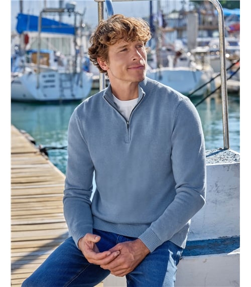 Essential Cotton Zip Neck Jumper