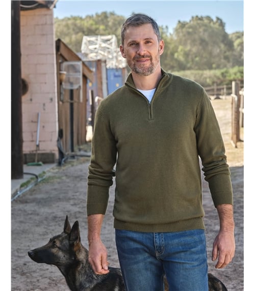 Essential Cotton Zip Neck Jumper