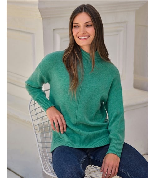 Cashmere High Neck Seamed Sweater