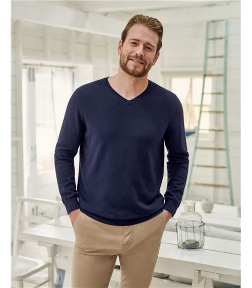 Pullover mit V-Ausschnitt aus Baumwolle für Herren