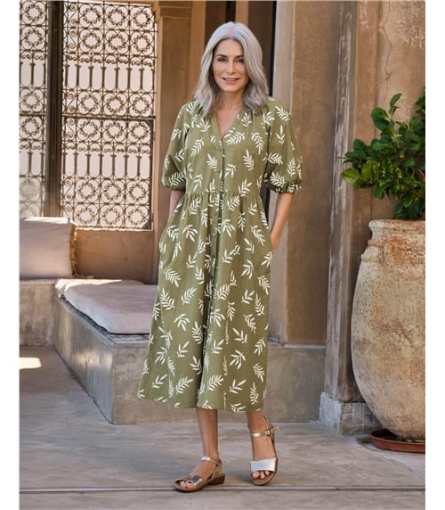 Button Through Notch Neck Dress