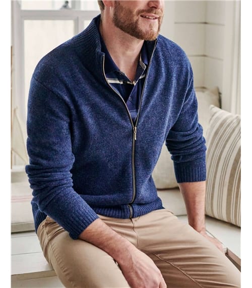 Mens Lambswool Lincoln Zipper Cardigan