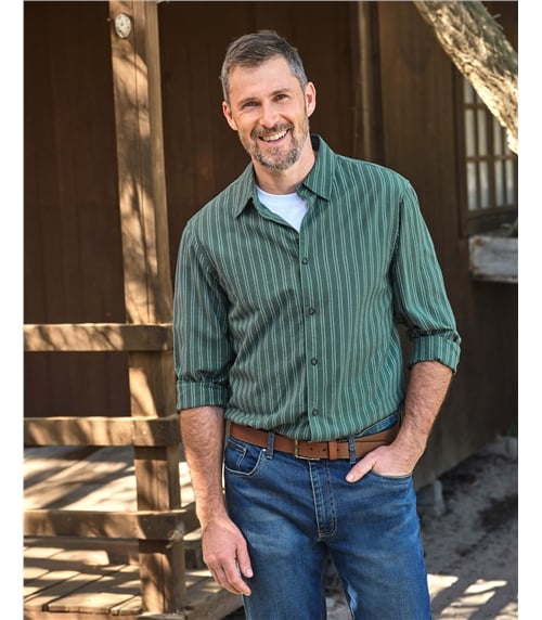 Textured Stripe Long Sleeve Shirt