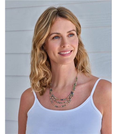 Semi Precious Bead Multirow Necklace