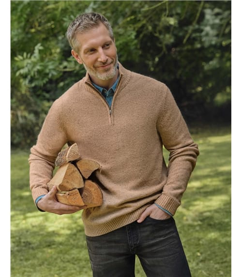Pull à encolure zippée - Homme - Cachemire & Mérinos