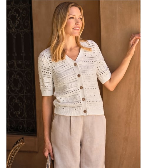 V Neck Short Sleeve Cardigan