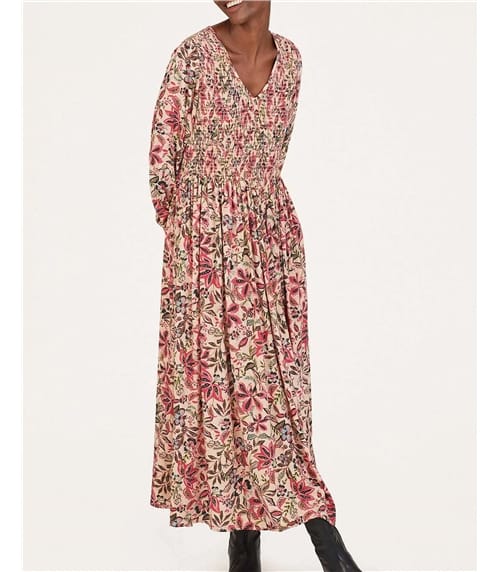 Faye Lenzing Ecovero Dobby Shirred Midi Dress