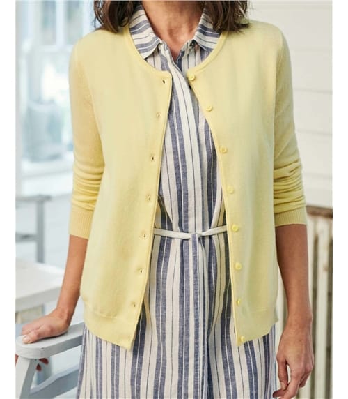 Cardigan classique à col rond - Femme - Cachemire & Mérinos