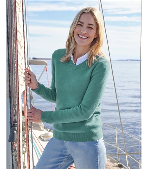 Pull à col V - Femme - Laine d’agneau certifiée 100% RWS