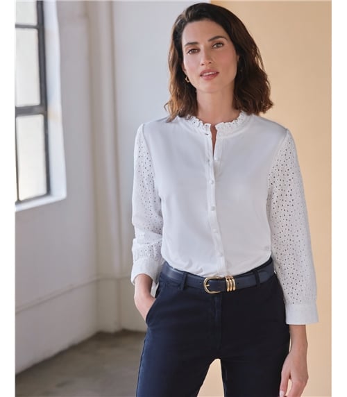 Broderie Sleeve Jersey Shirt
