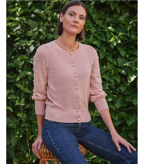 Cashmere Blend Pearl Cardigan