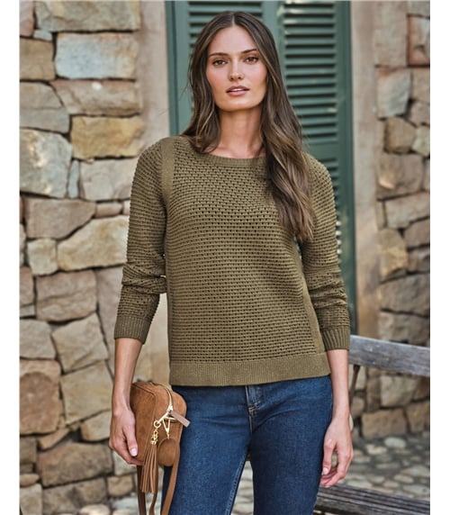 Cotton Mesh Boat Neck
