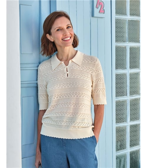Pearl Button Pointelle Top