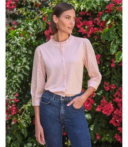 Broderie Sleeve Jersey Shirt