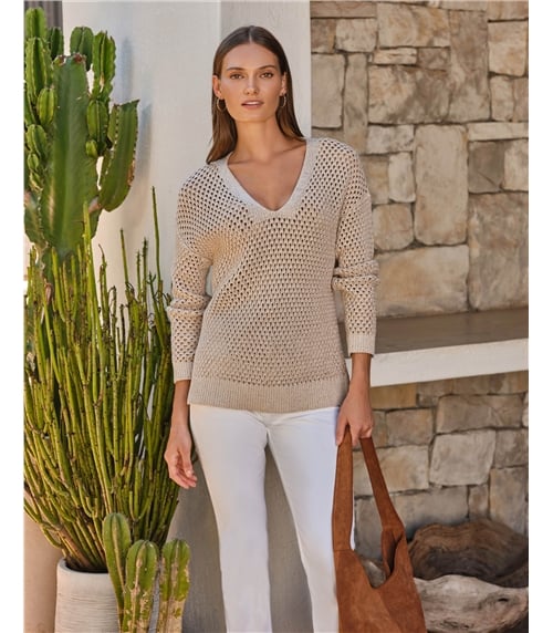 Cotton V Neck Sweater