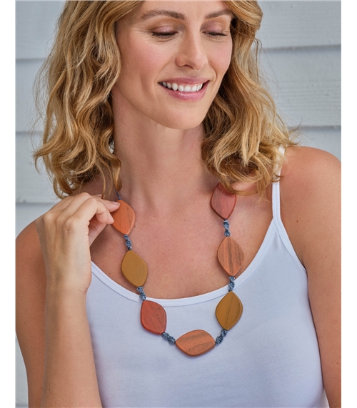 Collier de feuilles de bois - femme