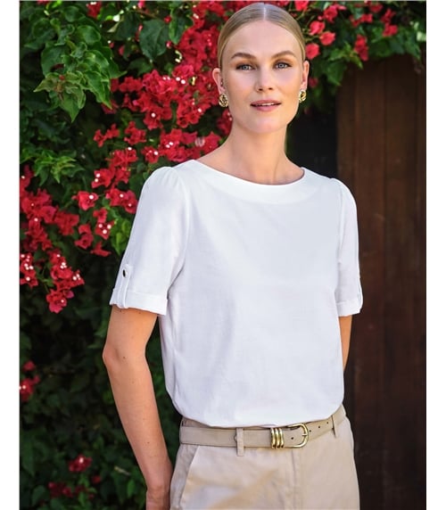 Button Tab Sleeve Tee