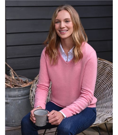 Cashmere & Merino V Neck Knitted Jumper