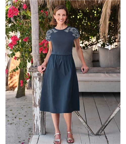 Mix Match Jersey Woven Dress