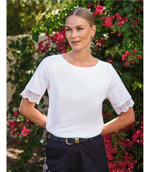 Lace Trim Sleeve Tee