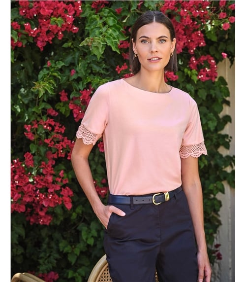 Lace Trim Sleeve Tee