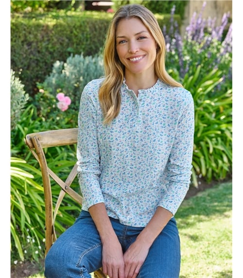 Frill Collar Popper Detail Top