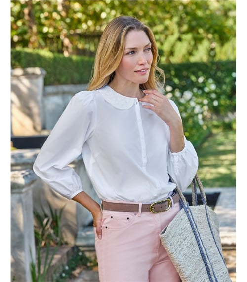 Embroidered Petal Collar Shirt