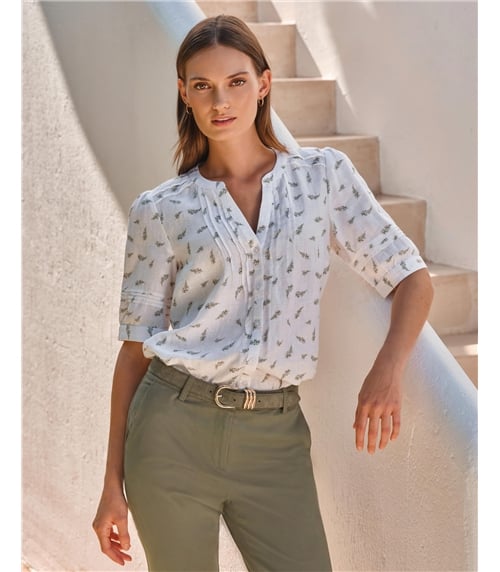 Linen Pintuck Blouse