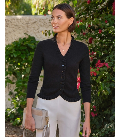Cashmere Ruffle Cardigan