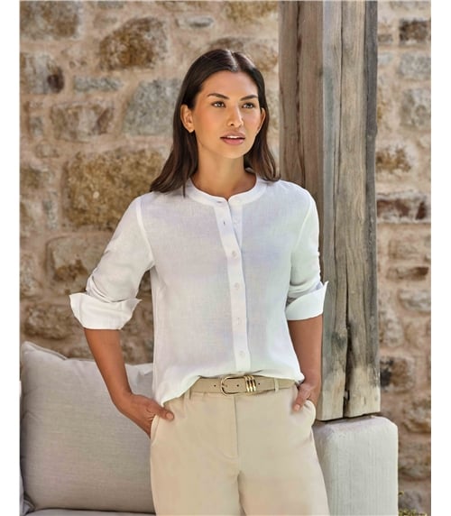 Linen Shirt Collarless