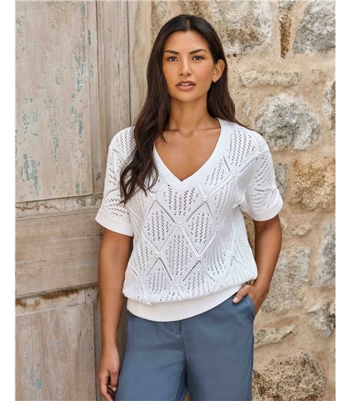 Cotton Short Sleeve Texture Top