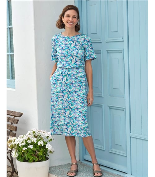 Angel Sleeve Fit And Flare Midi Dress