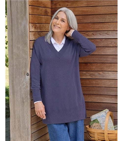 Cashmere Merino Deep V Neck Tunic