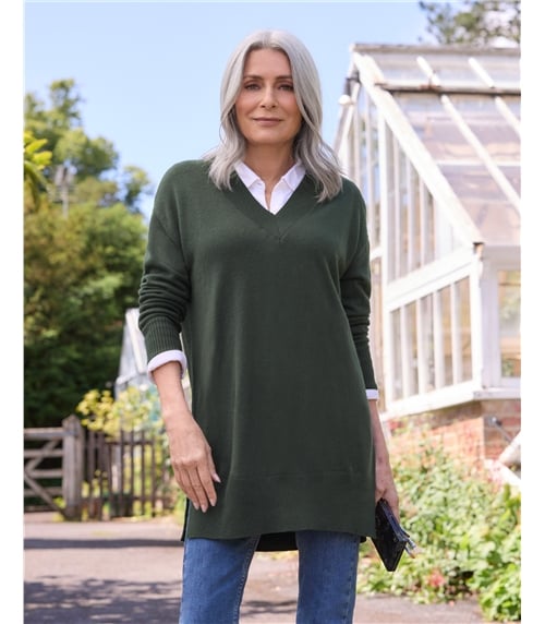 Cashmere Merino Deep V Neck Tunic