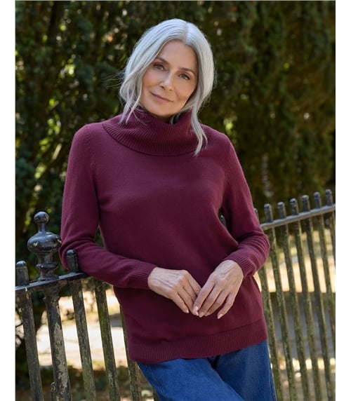Cashmere And Merino Long Sleeve Cowl Neck Jumper