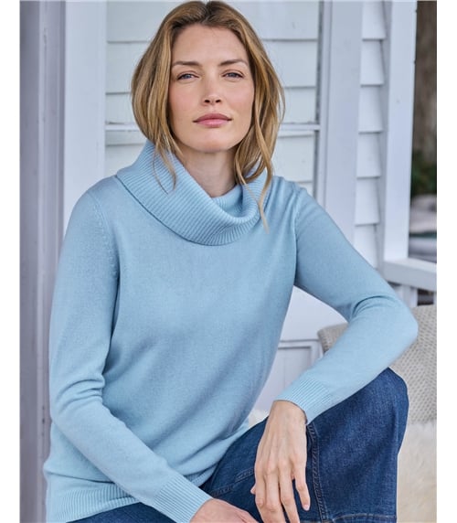 Cashmere And Merino Long Sleeve Cowl Neck Jumper
